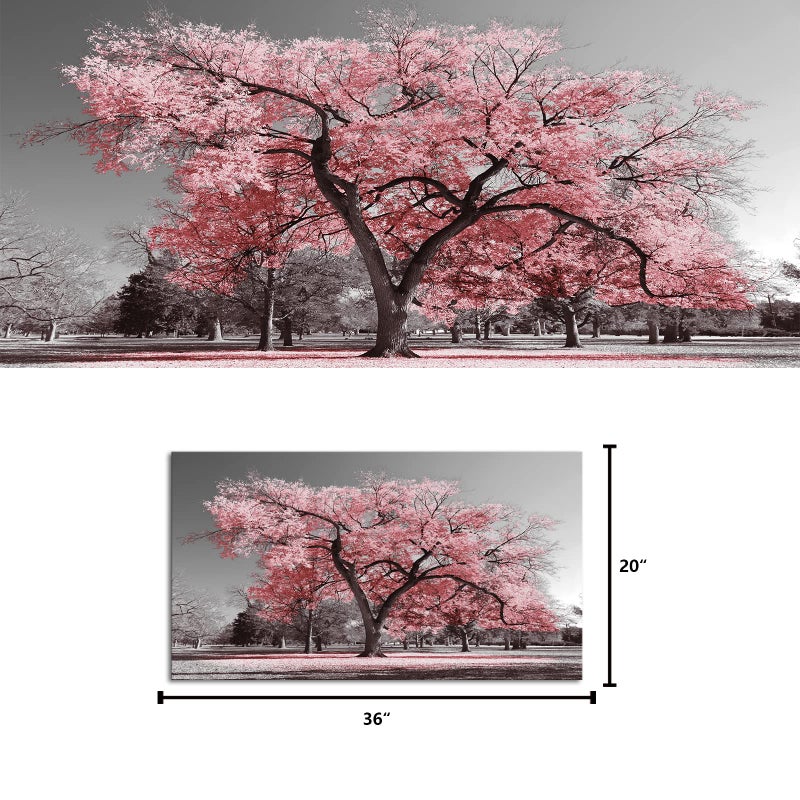 Visual Art Decor Pink Tree Canvas Wall Art Pink and Gray Wall Decor Canvas Prints, Framed Artwork for Living Room Bedroom Decoration 20inx36in - Image 5